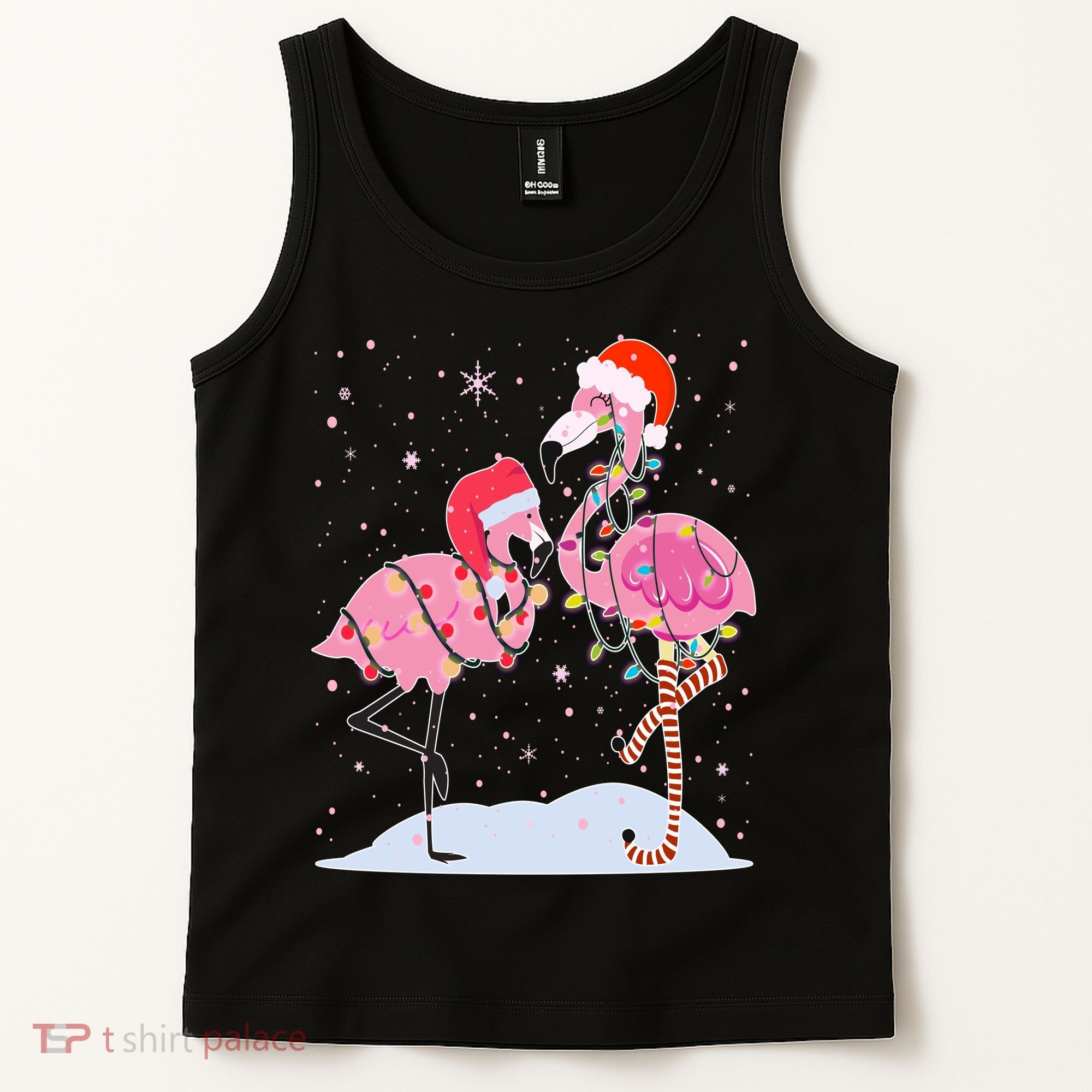 Cute Christmas Festive Flamingos Tank Top