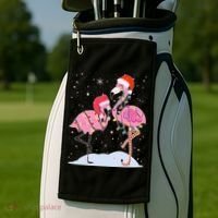 Cute Christmas Festive Flamingos Golf Towel thumb 2