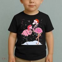 Cute Christmas Festive Flamingos Toddler T-Shirt thumb 2