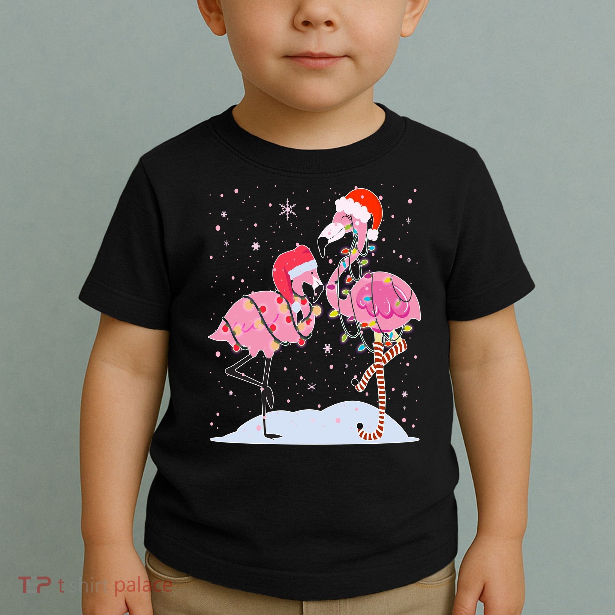 Cute Christmas Festive Flamingos Toddler T-Shirt