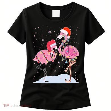 Cute Christmas Festive Flamingos Women's T-Shirt