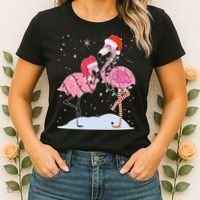 Cute Christmas Festive Flamingos Women's T-Shirt thumb 2