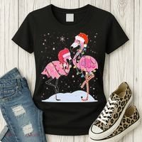 Cute Christmas Festive Flamingos Women's T-Shirt thumb 3