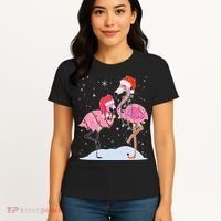 Cute Christmas Festive Flamingos Women's T-Shirt thumb 4
