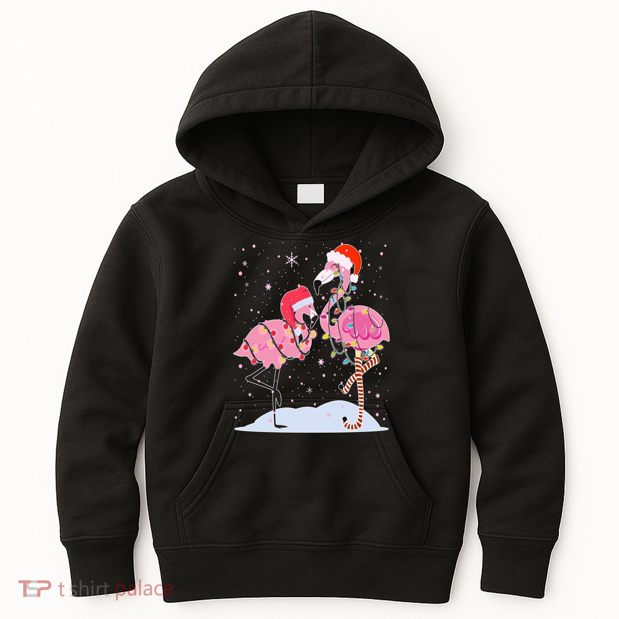Cute Christmas Festive Flamingos Kids Hoodie