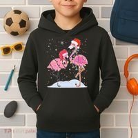 Cute Christmas Festive Flamingos Kids Hoodie thumb 2