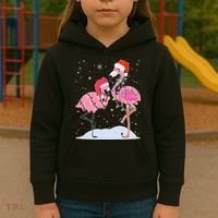 Cute Christmas Festive Flamingos Kids Hoodie thumb 3