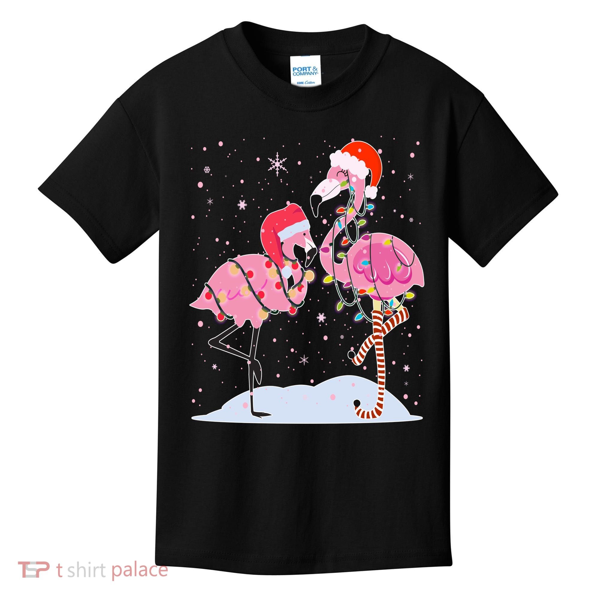 Cute Christmas Festive Flamingos Kids T-Shirt