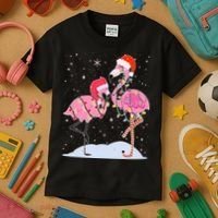Cute Christmas Festive Flamingos Kids T-Shirt thumb 3
