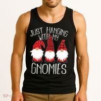 Cute Christmas Just Hanging With My Gnomies Tank Top thumb 3