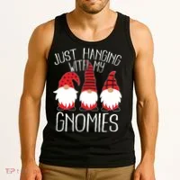 Cute Christmas Just Hanging With My Gnomies Tank Top thumb 3