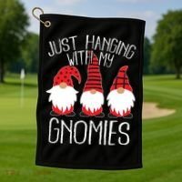 Cute Christmas Just Hanging With My Gnomies Golf Towel thumb 1