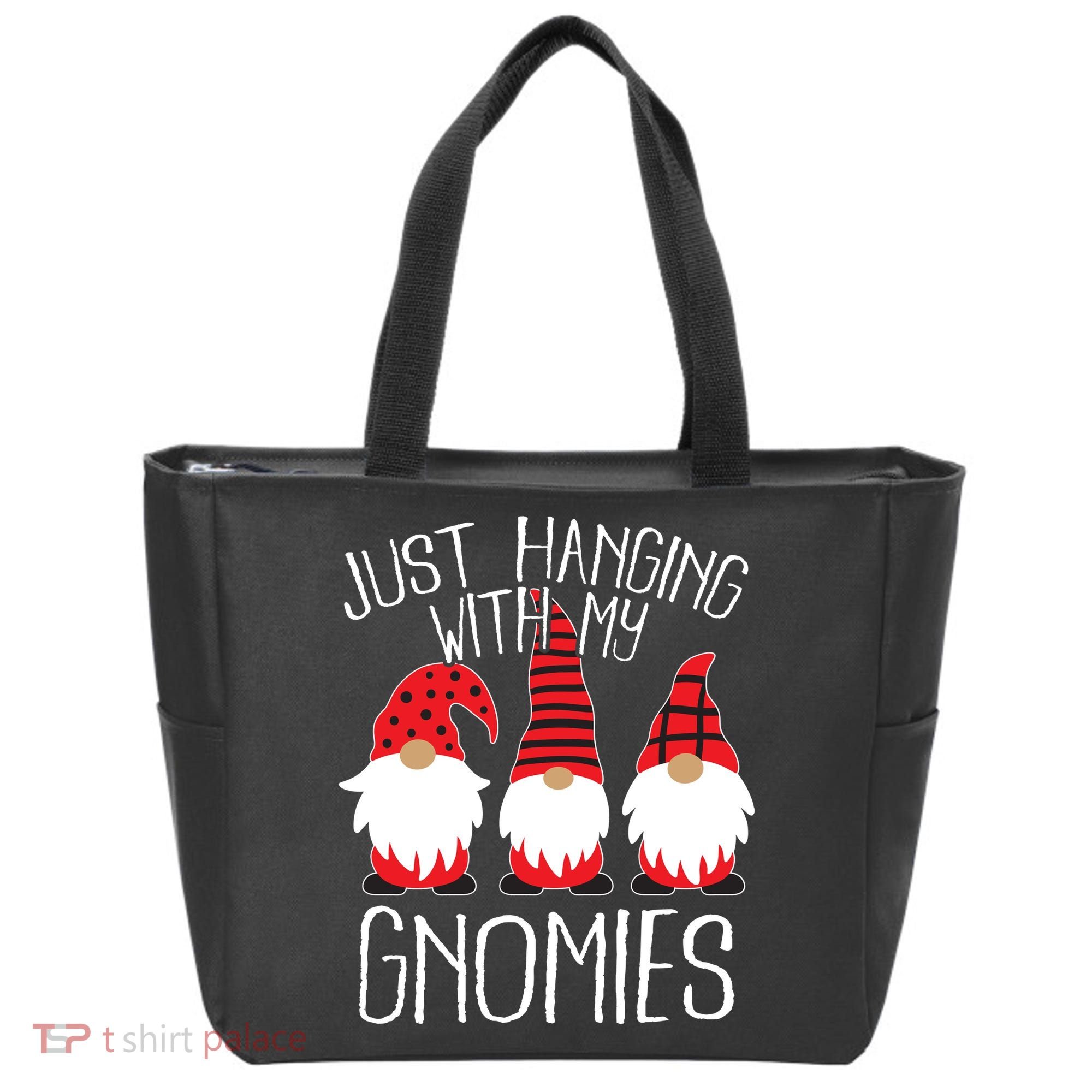 Cute Christmas Just Hanging With My Gnomies Tote Bag