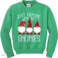Cute Christmas Just Hanging With My Gnomies Kids Sweatshirt thumb 0