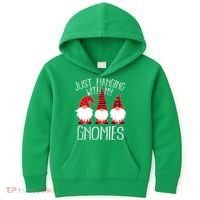 Cute Christmas Just Hanging With My Gnomies Kids Hoodie thumb 0