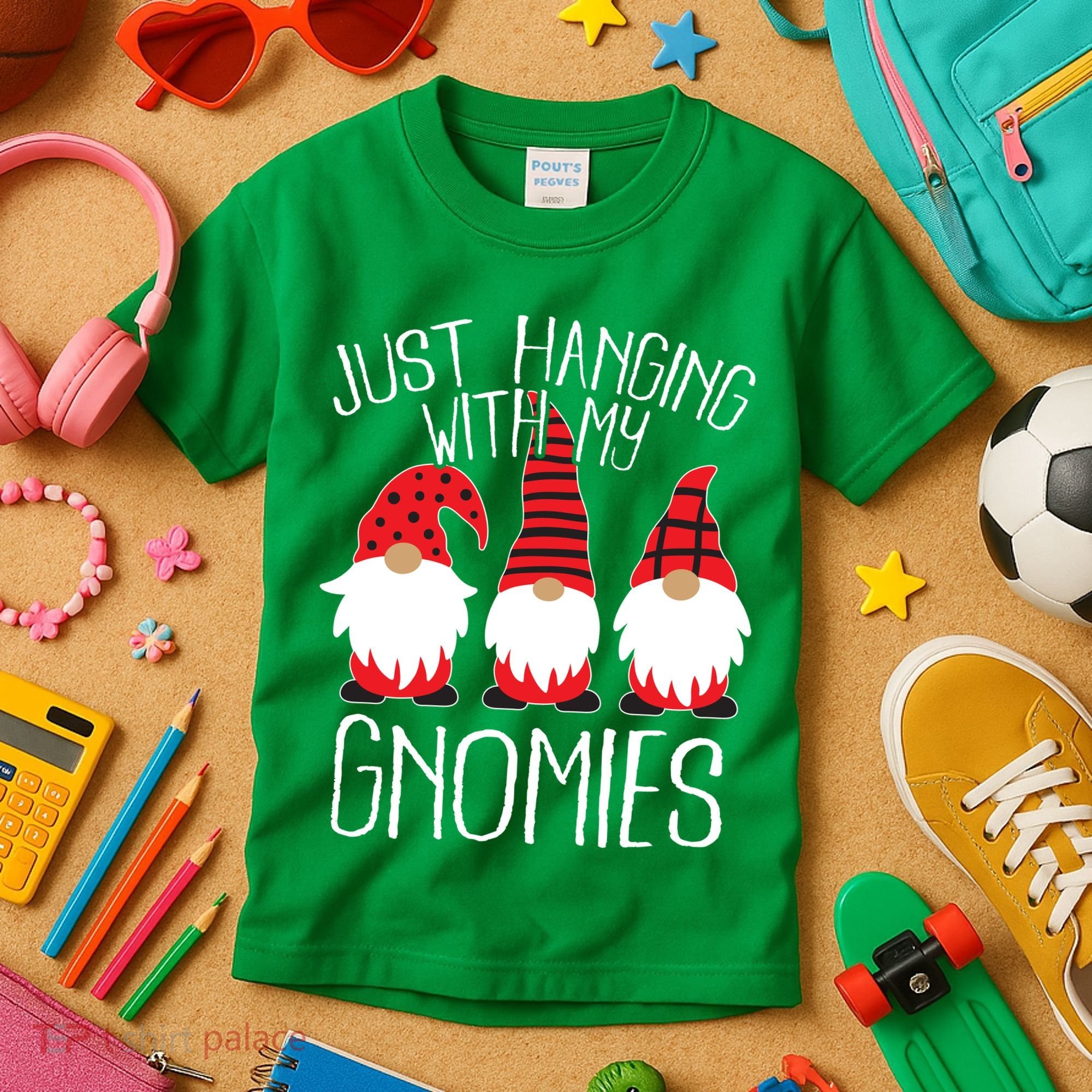 Cute Christmas Just Hanging With My Gnomies Kids T-Shirt