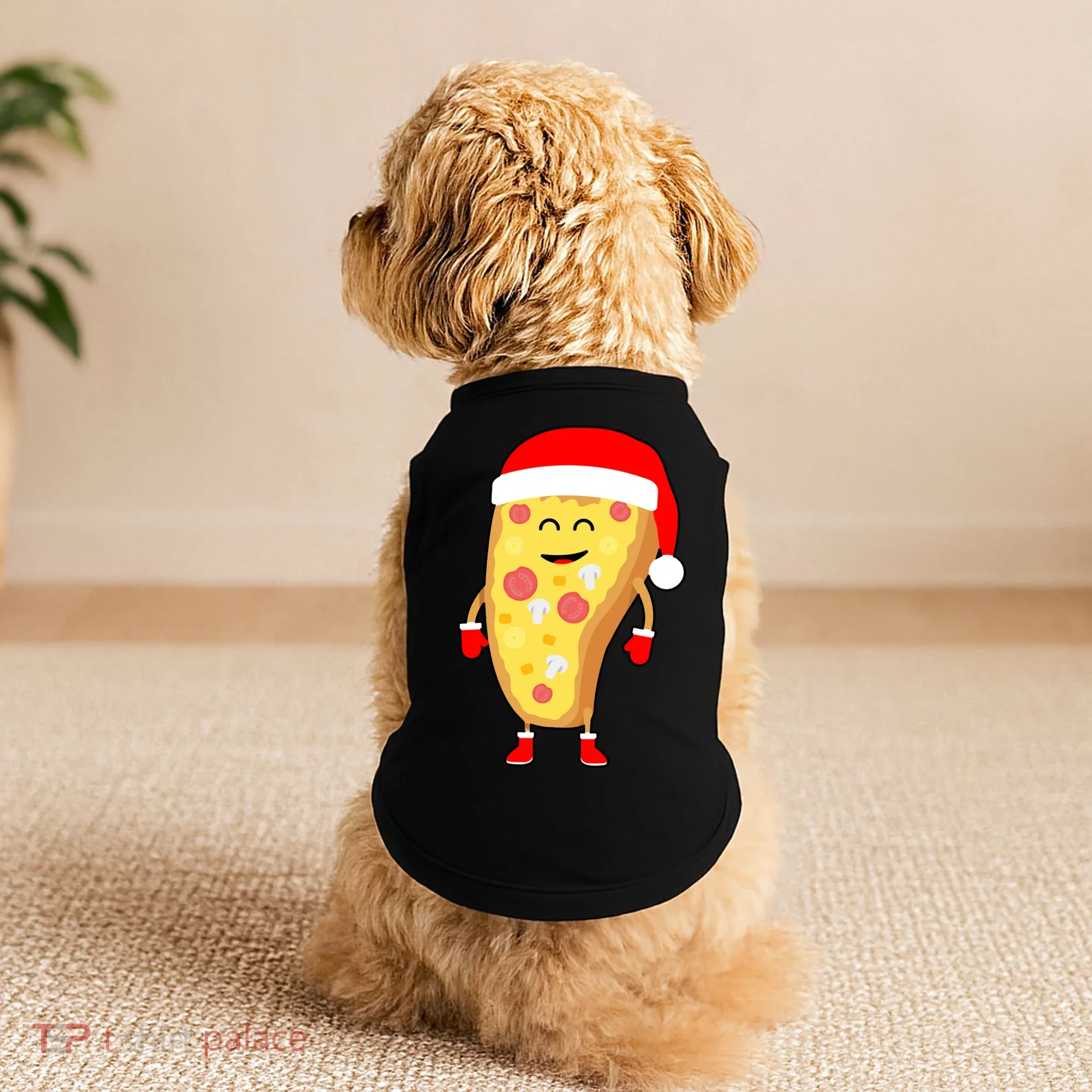 Cute Christmas Pizza Guy Doggie Tank