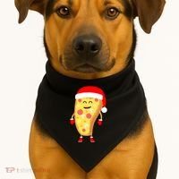 Cute Christmas Pizza Guy USA-Made Doggie Bandana thumb 1