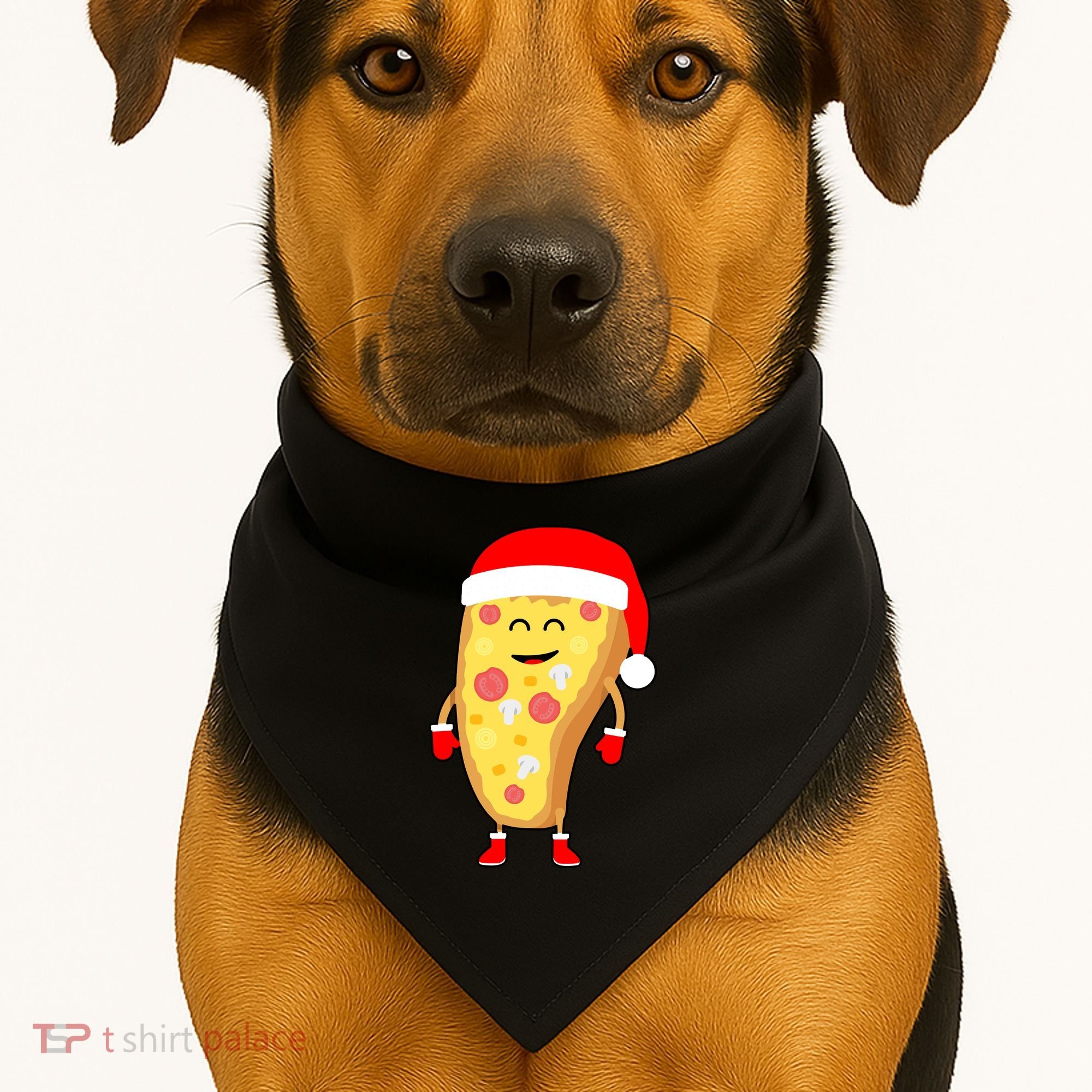 Cute Christmas Pizza Guy USA-Made Doggie Bandana
