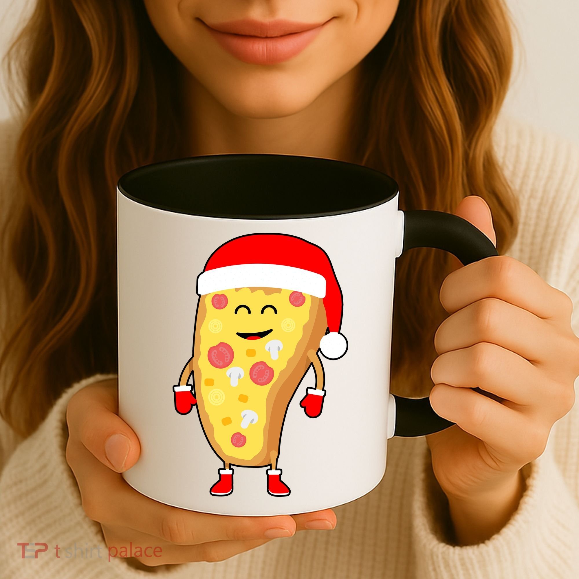 Cute Christmas Pizza Guy Coffee Mug