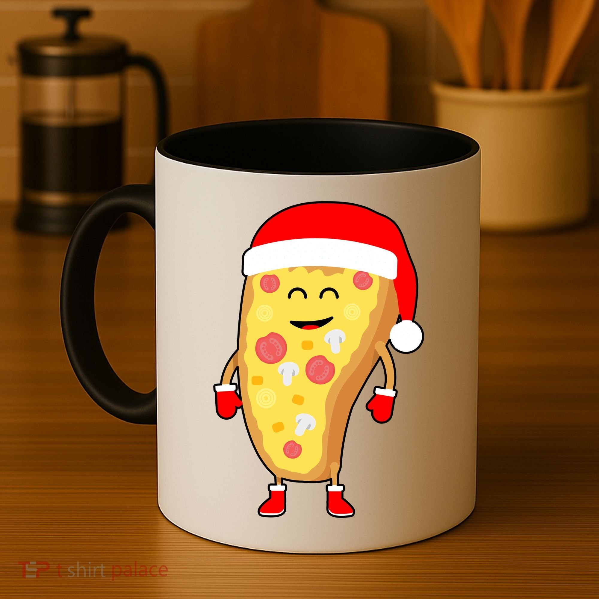 Cute Christmas Pizza Guy Coffee Mug