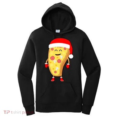 Cute Christmas Pizza Guy Women's Hoodie