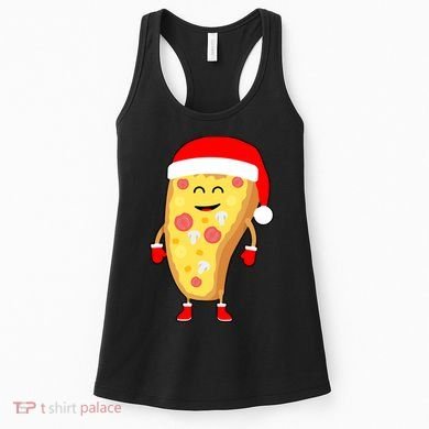 Cute Christmas Pizza Guy Women's Tank Top