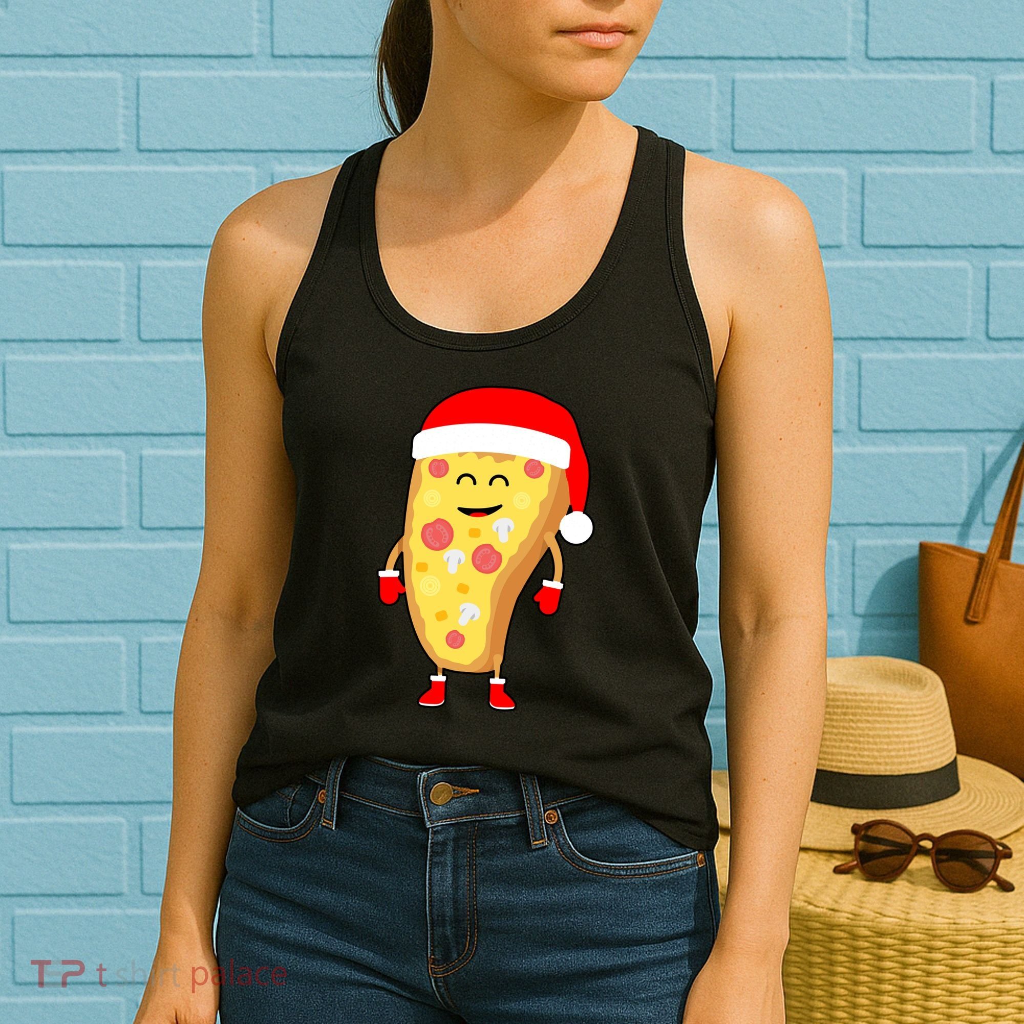 Cute Christmas Pizza Guy Women's Tank Top
