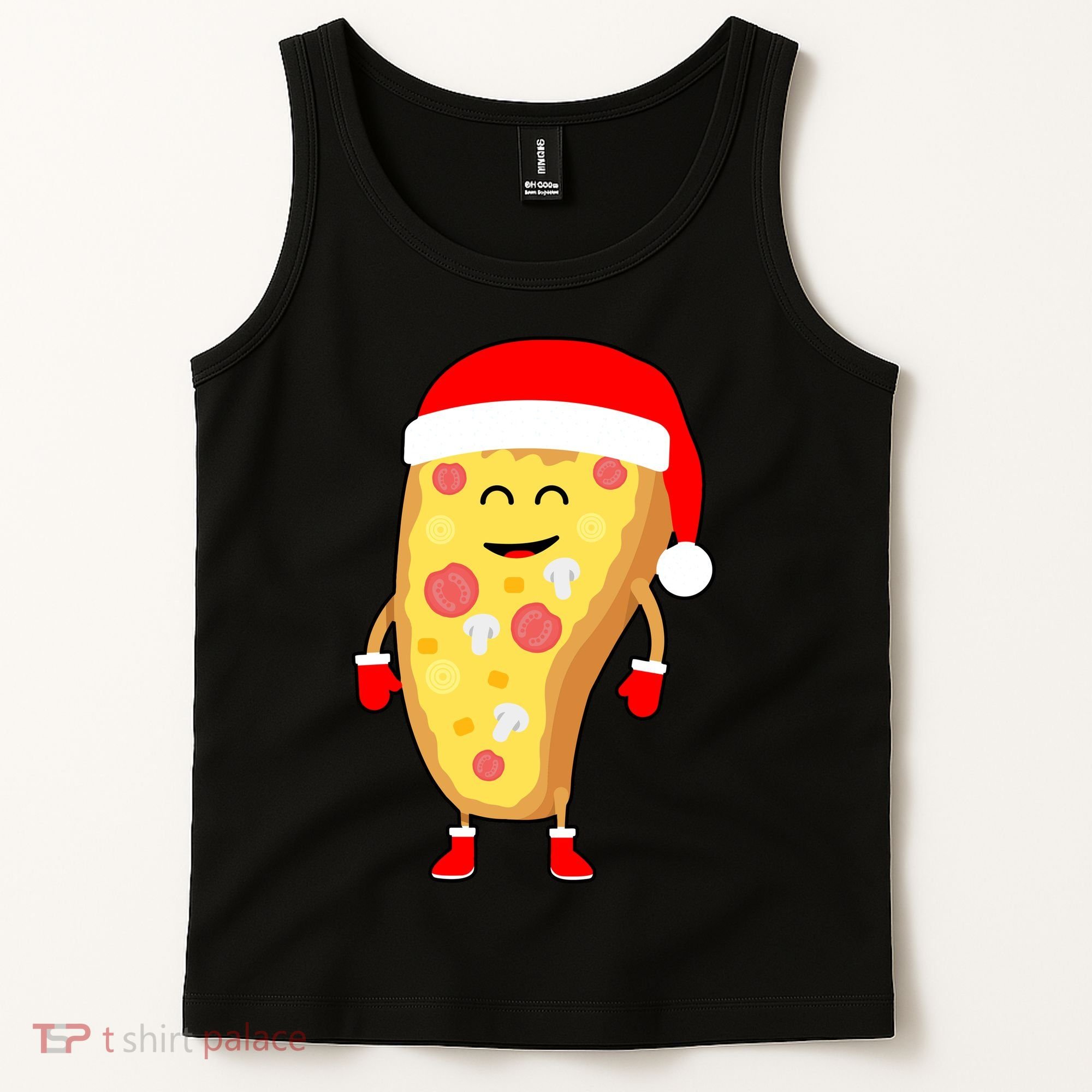 Cute Christmas Pizza Guy Tank Top