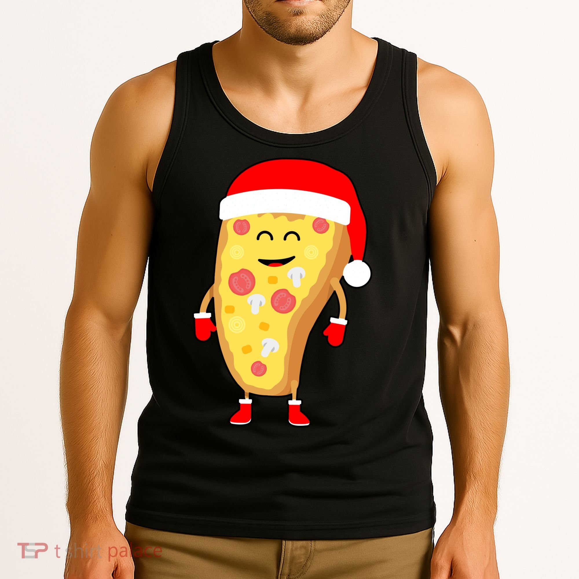 Cute Christmas Pizza Guy Tank Top