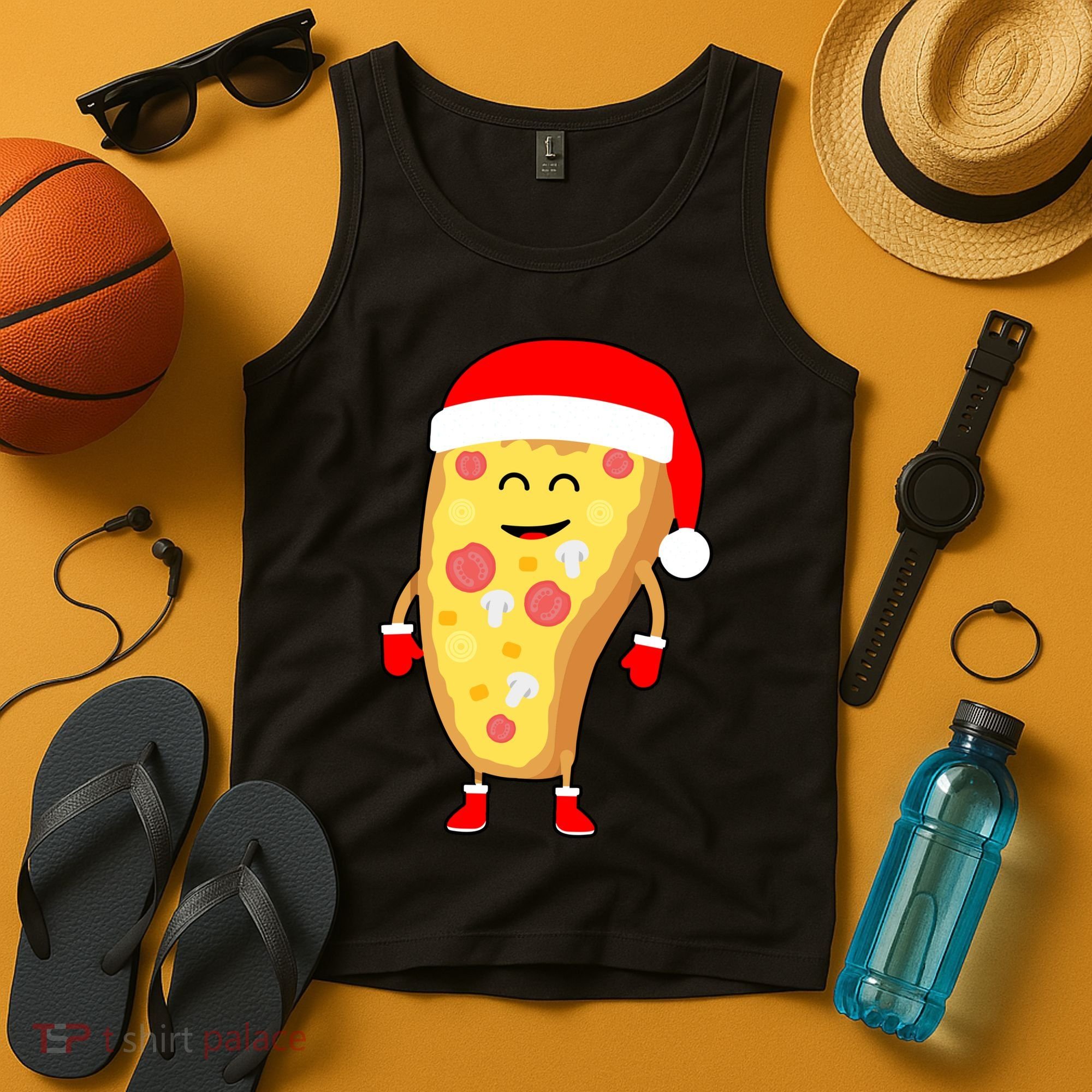 Cute Christmas Pizza Guy Tank Top