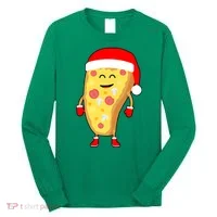 Cute Christmas Pizza Guy Long Sleeve Shirt thumb 0