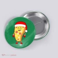 Cute Christmas Pizza Guy Button thumb 0