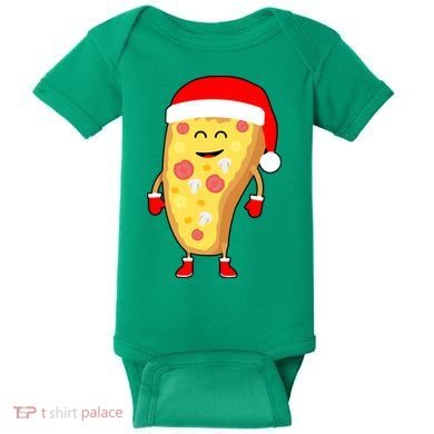 Cute Christmas Pizza Guy Baby Bodysuit