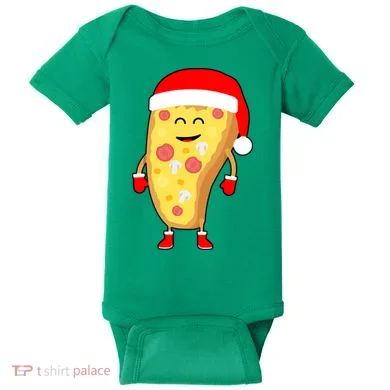 Cute Christmas Pizza Guy Baby Bodysuit