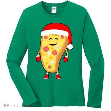 Cute Christmas Pizza Guy Women's Long Sleeve Shirt