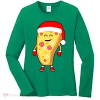 Cute Christmas Pizza Guy Women's Long Sleeve Shirt thumb 0