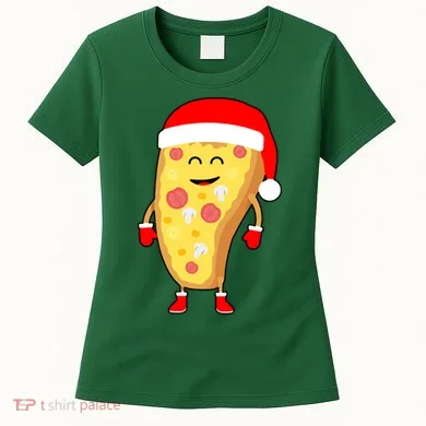 Cute Christmas Pizza Guy Women's T-Shirt