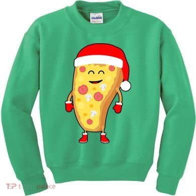 Cute Christmas Pizza Guy Kids Sweatshirt