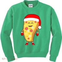 Cute Christmas Pizza Guy Kids Sweatshirt thumb 0