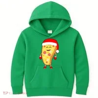 Cute Christmas Pizza Guy Kids Hoodie thumb 0