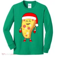 Cute Christmas Pizza Guy Kids Long Sleeve Shirt thumb 0