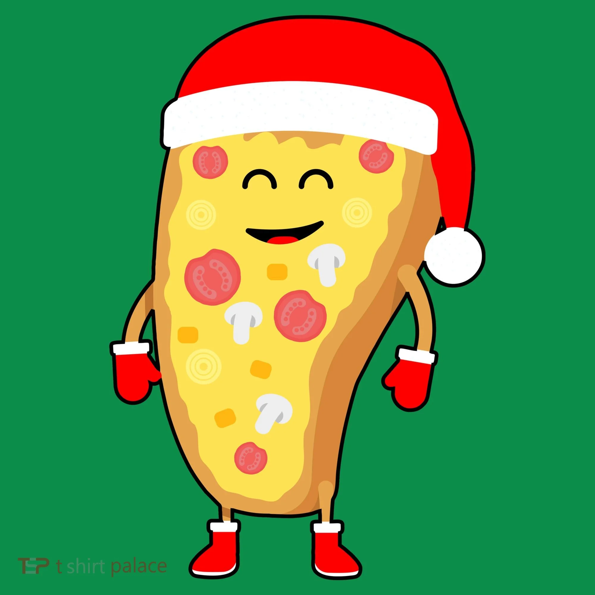 Cute Christmas Pizza Guy Kids Long Sleeve Shirt