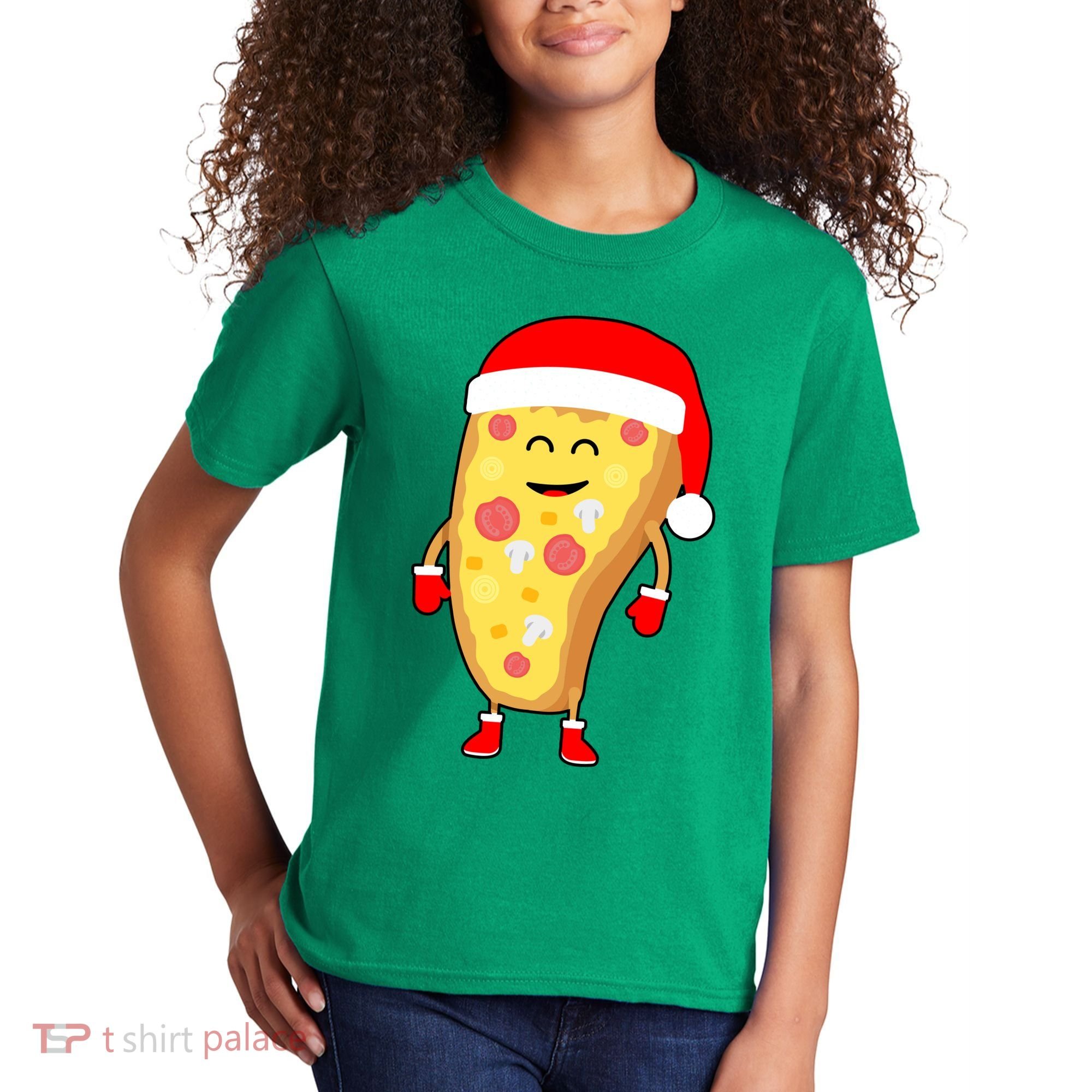 Cute Christmas Pizza Guy Kids T-Shirt
