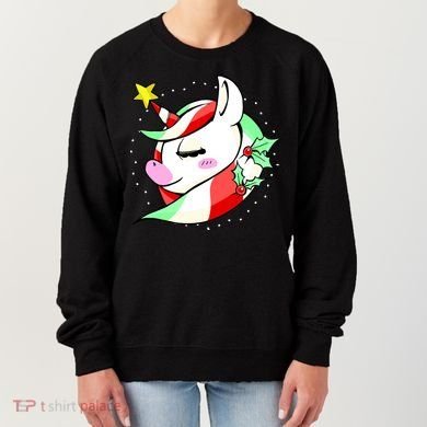 Cute Christmas Unicorn Star Mistletoe Women's Sweatshirt