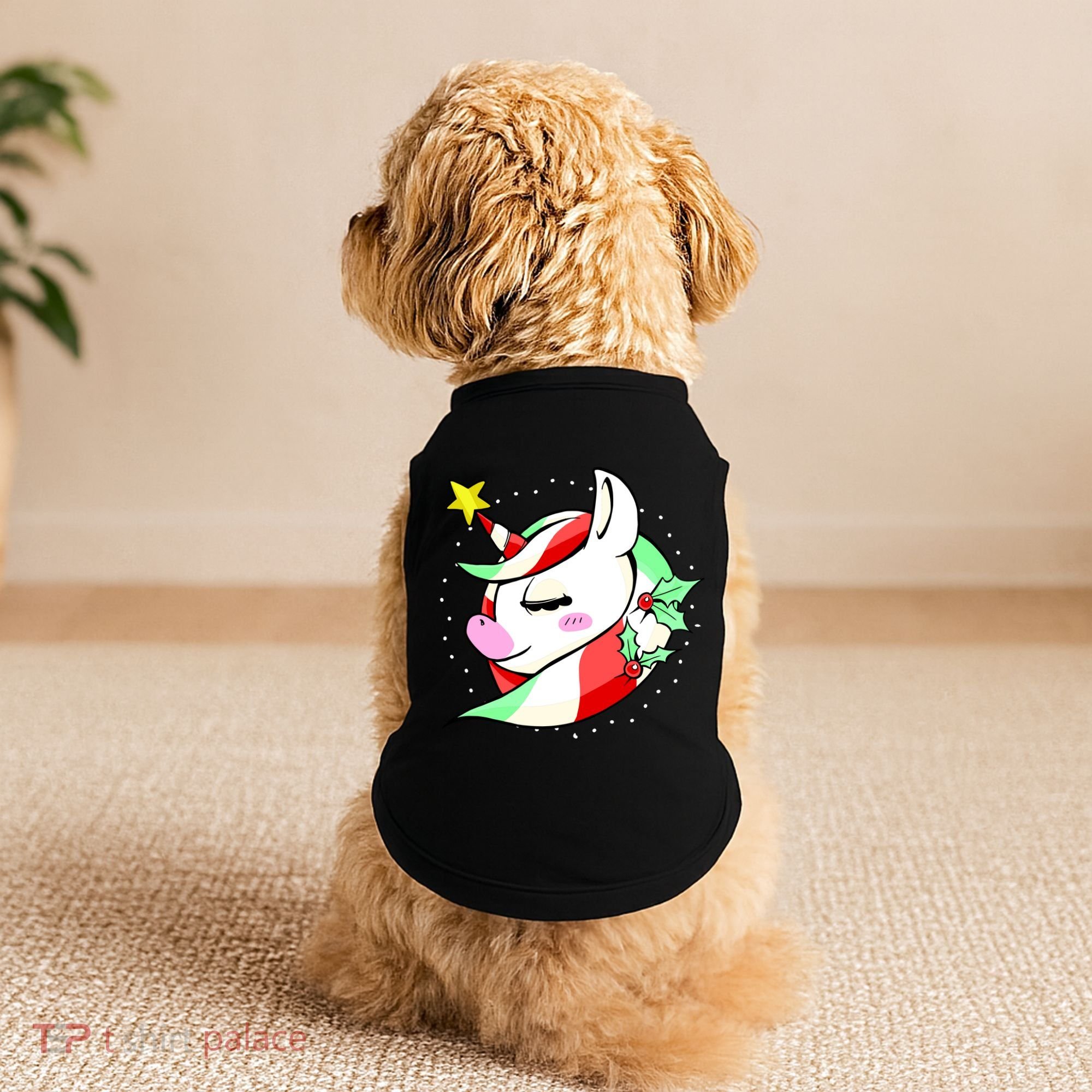 Cute Christmas Unicorn Star Mistletoe Doggie Tank