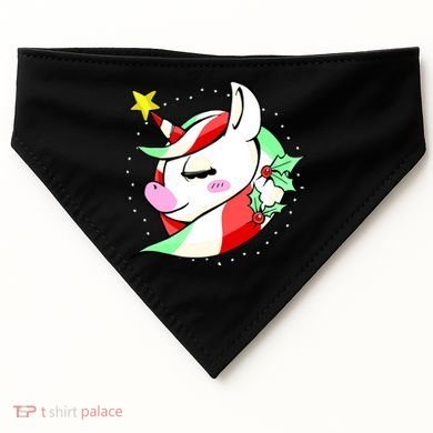 Cute Christmas Unicorn Star Mistletoe USA-Made Doggie Bandana