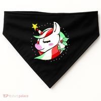 Cute Christmas Unicorn Star Mistletoe USA-Made Doggie Bandana thumb 0