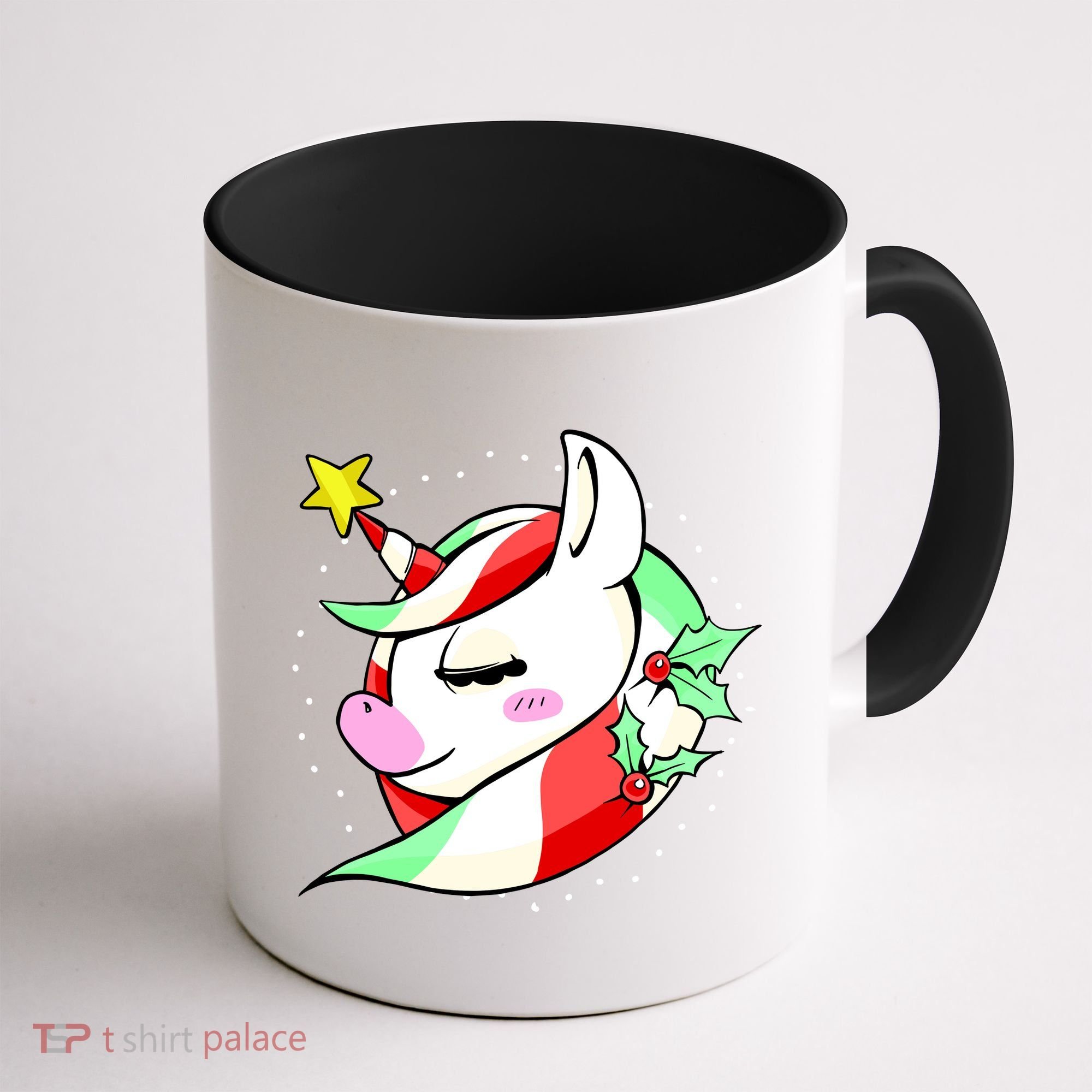Cute Christmas Unicorn Star Mistletoe Coffee Mug