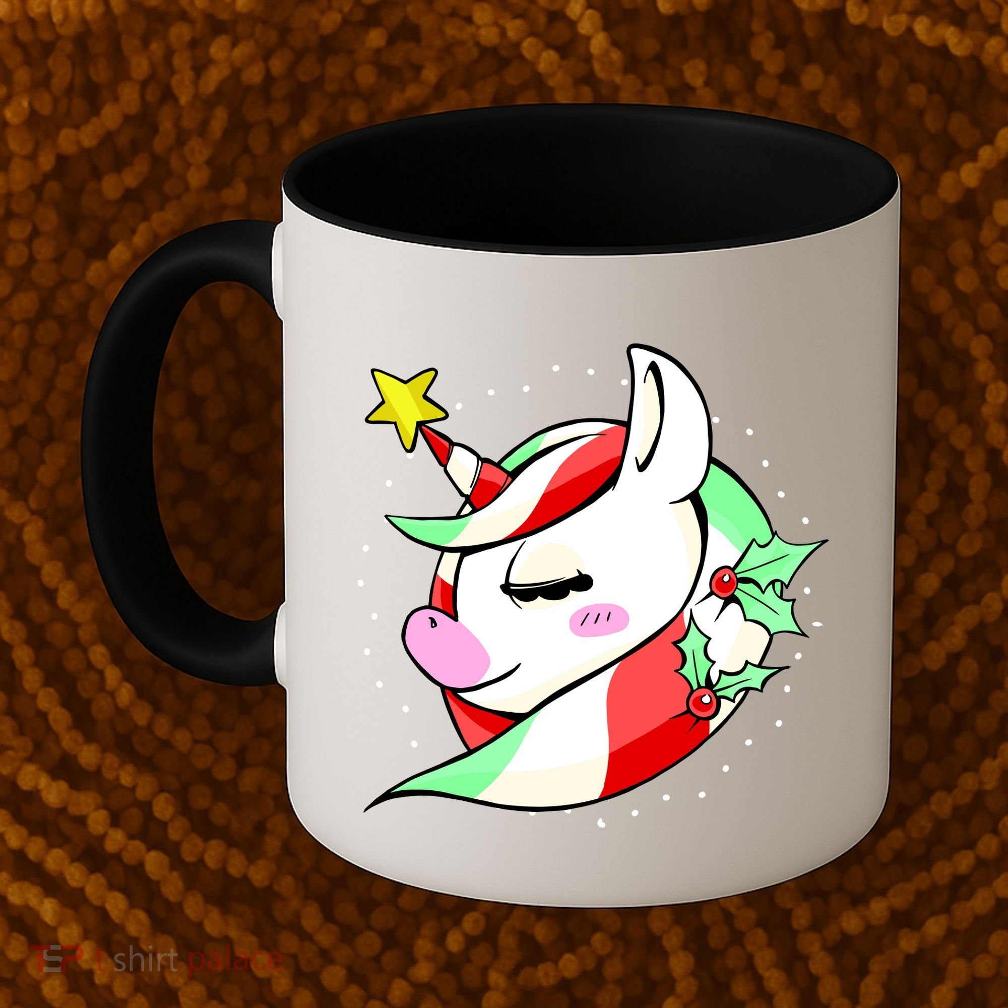 Cute Christmas Unicorn Star Mistletoe Coffee Mug